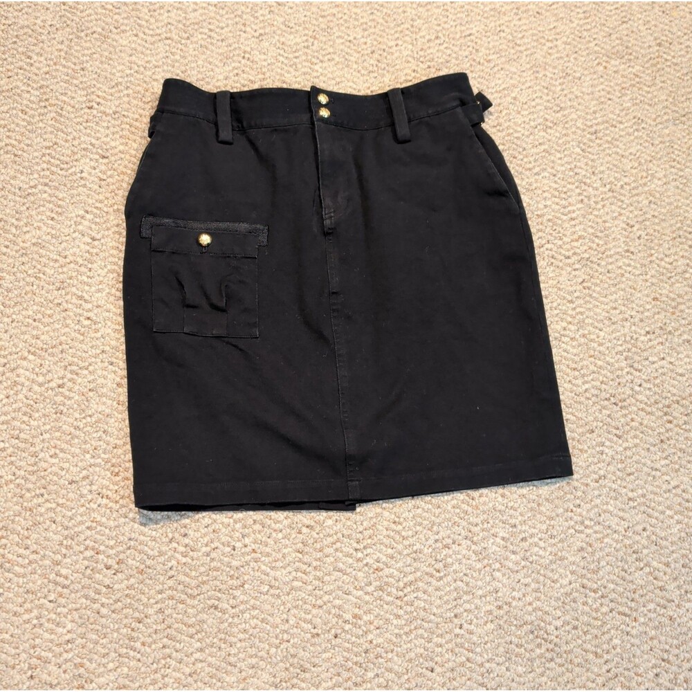 Lauren Ralph Lauren Pencil Skirt Womens 10P Pockets Gold Buttons Preppy